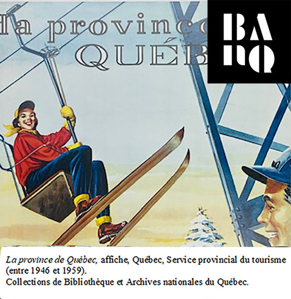 Coussin en coton brut La province de Québec, image Remonte-pente