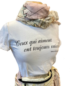 T-shirt blanc Dany Laferrière – « Ceux qui aiment ont toujours raison. »
